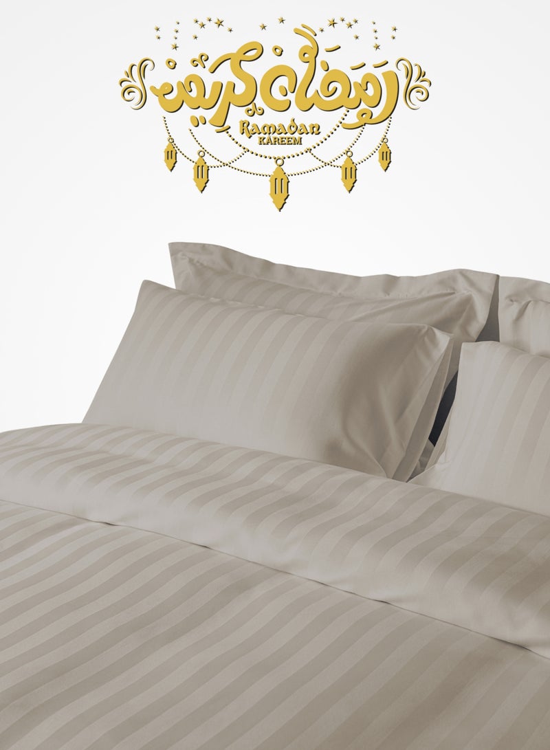 Master Home Textile Microfiber Hotel Duvet Cover Sets, Fits 160 cm x 200 cm Size Bed, 4 Pcs Queen Size, Hotel Stripe Pattern - Image 1